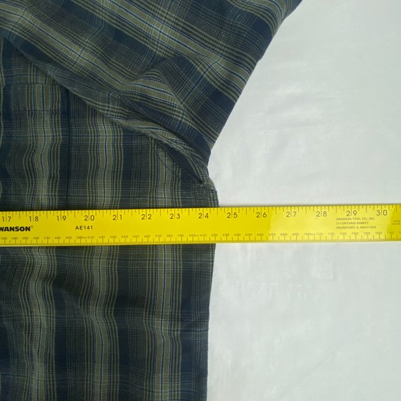 Prana Shirt Adult XL Holton Long Sleeve Button Up Green Blue Plaid Check Men - Picture 8 of 11